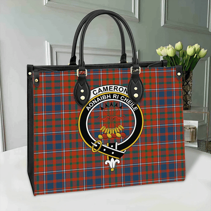 Cameron of Lochiel Ancient Tartan Crest Leather Bag