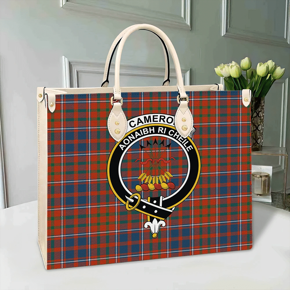 Cameron of Lochiel Ancient Tartan Crest Leather Bag