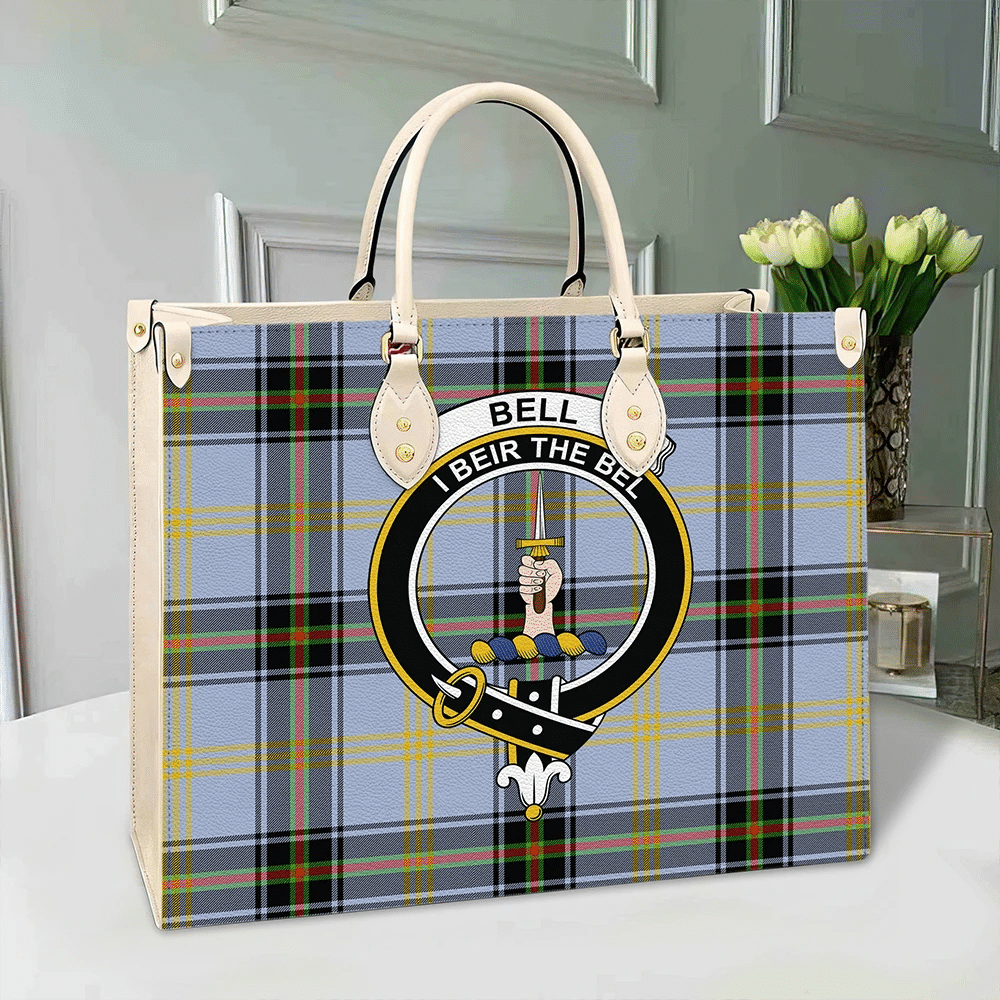 Bell of the Borders Tartan Crest Leather Bag