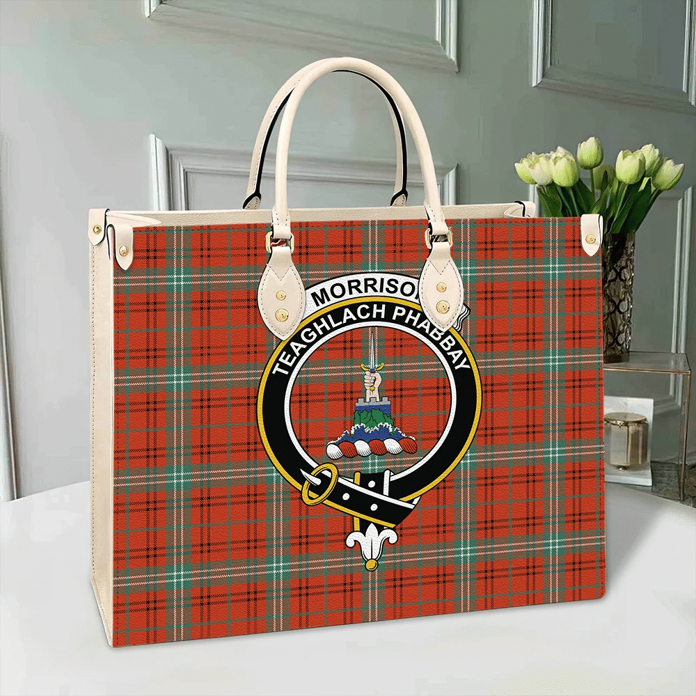 Morrison Red Ancient Tartan Crest Leather Bag