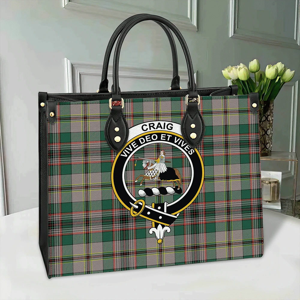 Craig Ancient Tartan Crest Leather Bag