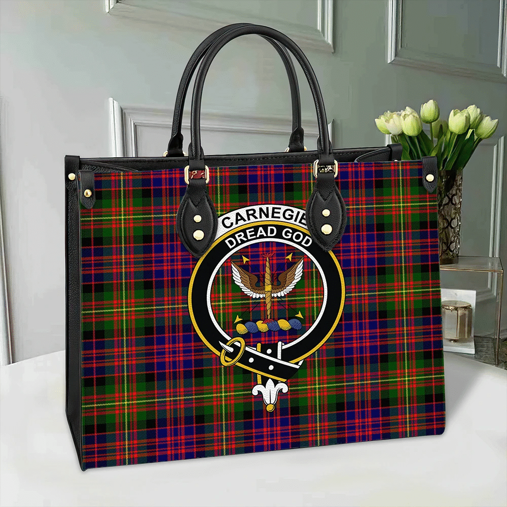 Carnegie Modern Tartan Crest Leather Bag