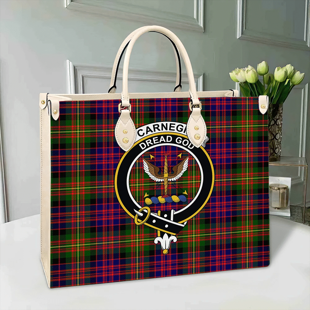 Carnegie Modern Tartan Crest Leather Bag