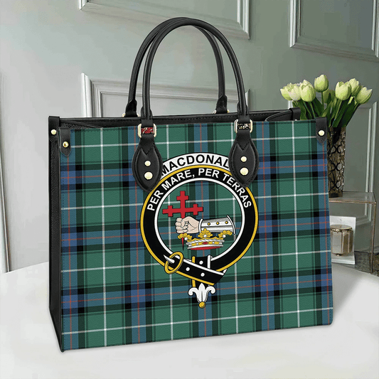 MacDonald of the Isles Hunting Ancient Tartan Crest Leather Bag