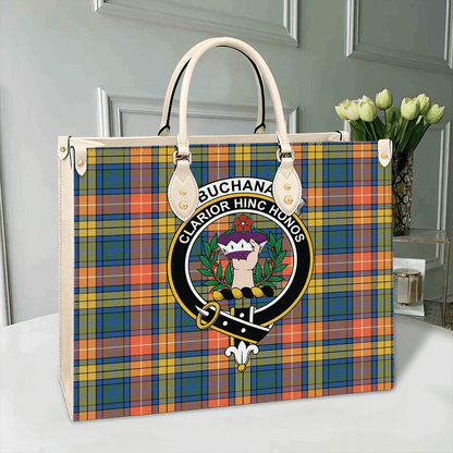 Buchanan Ancient Tartan Crest Leather Bag