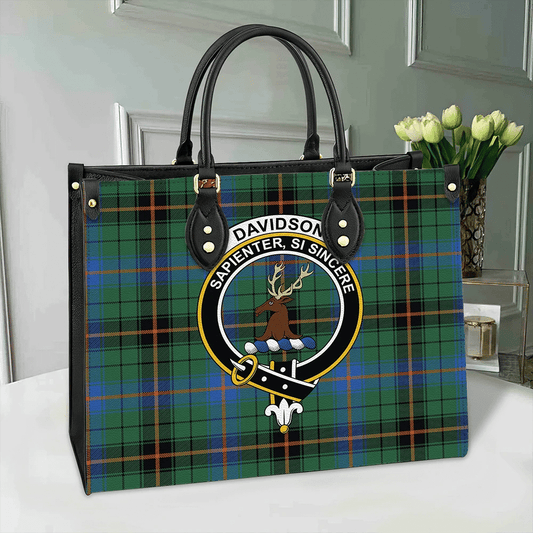 Davidson Ancient Tartan Crest Leather Bag