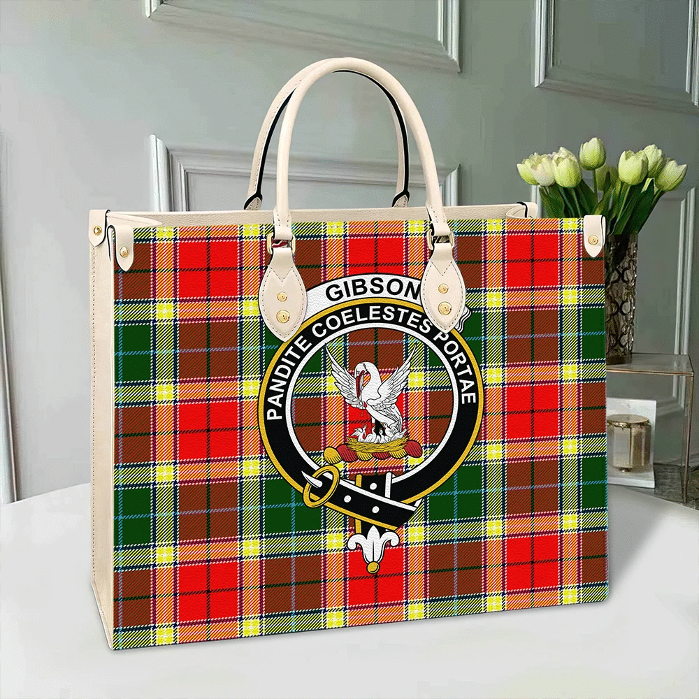 Gibbs Tartan Crest Leather Bag