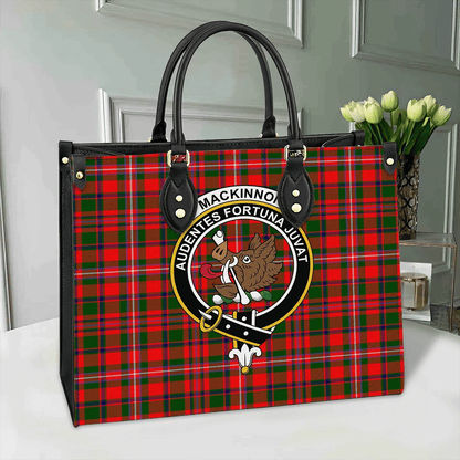 MacKinnon Modern Tartan Crest Leather Bag