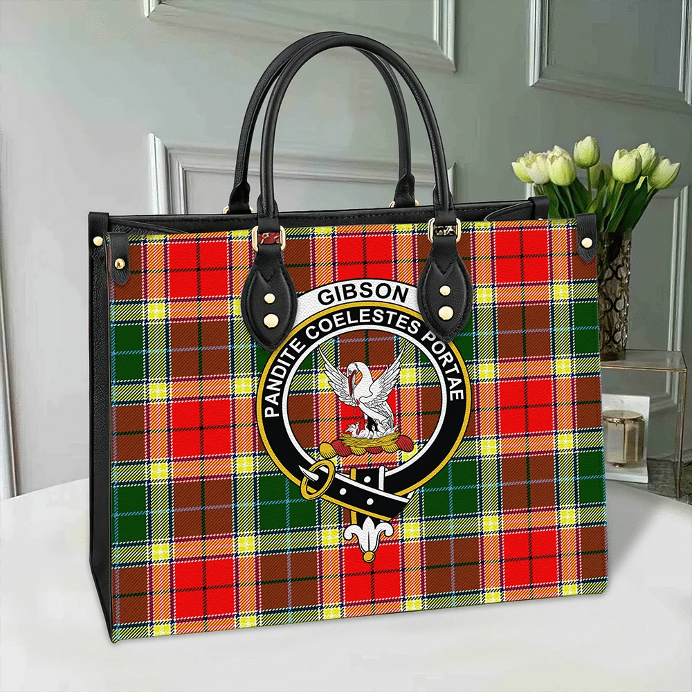 Gibbs Tartan Crest Leather Bag