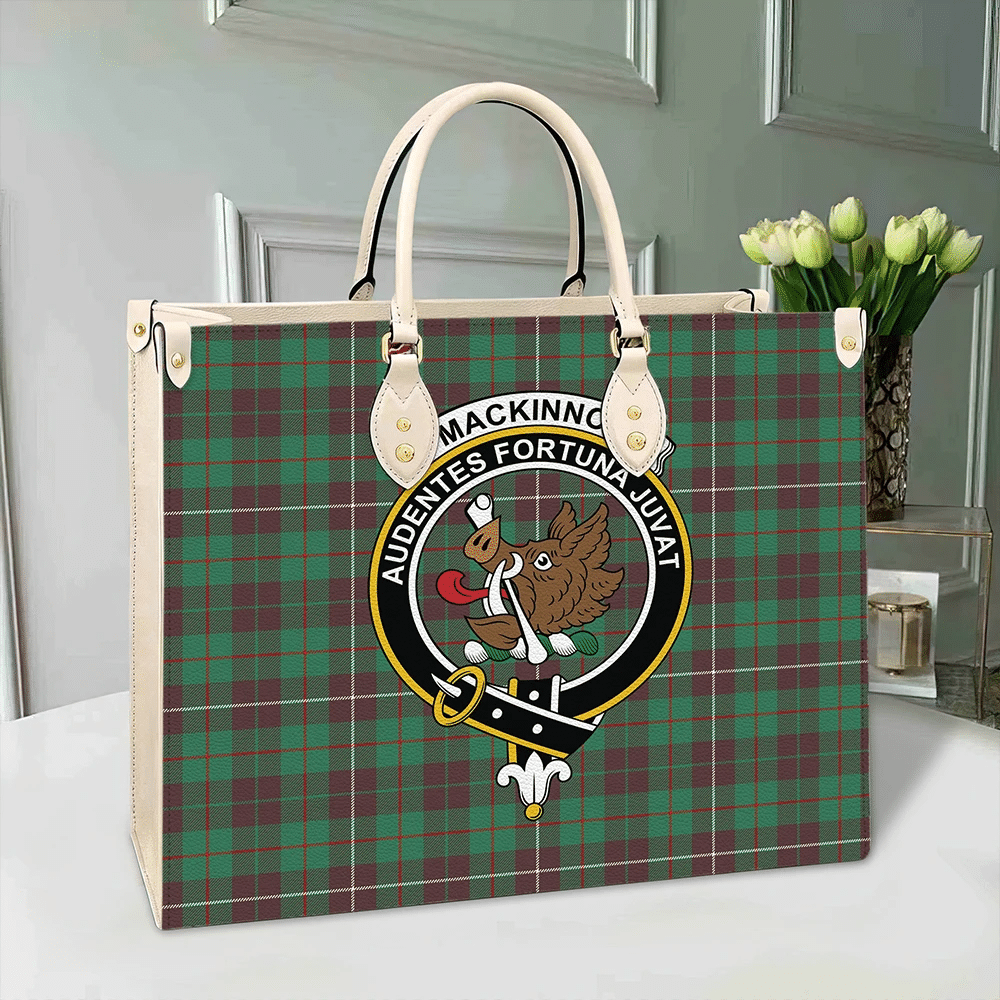 MacKinnon Hunting Ancient Tartan Crest Leather Bag