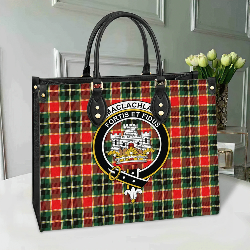 MacLachlan Hunting Modern Tartan Crest Leather Bag