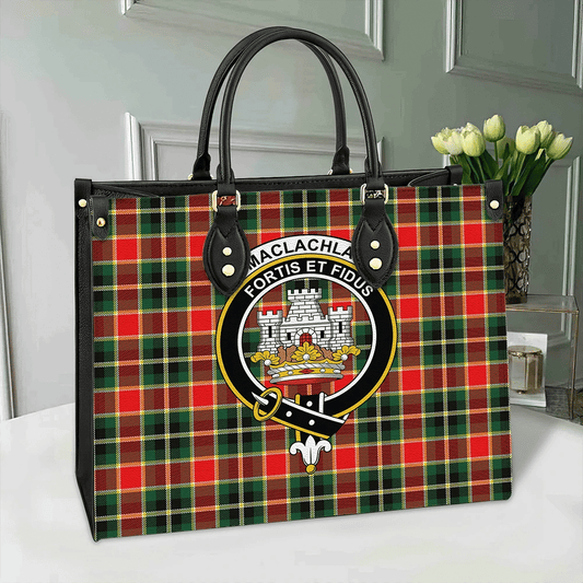 MacLachlan Hunting Modern Tartan Crest Leather Bag