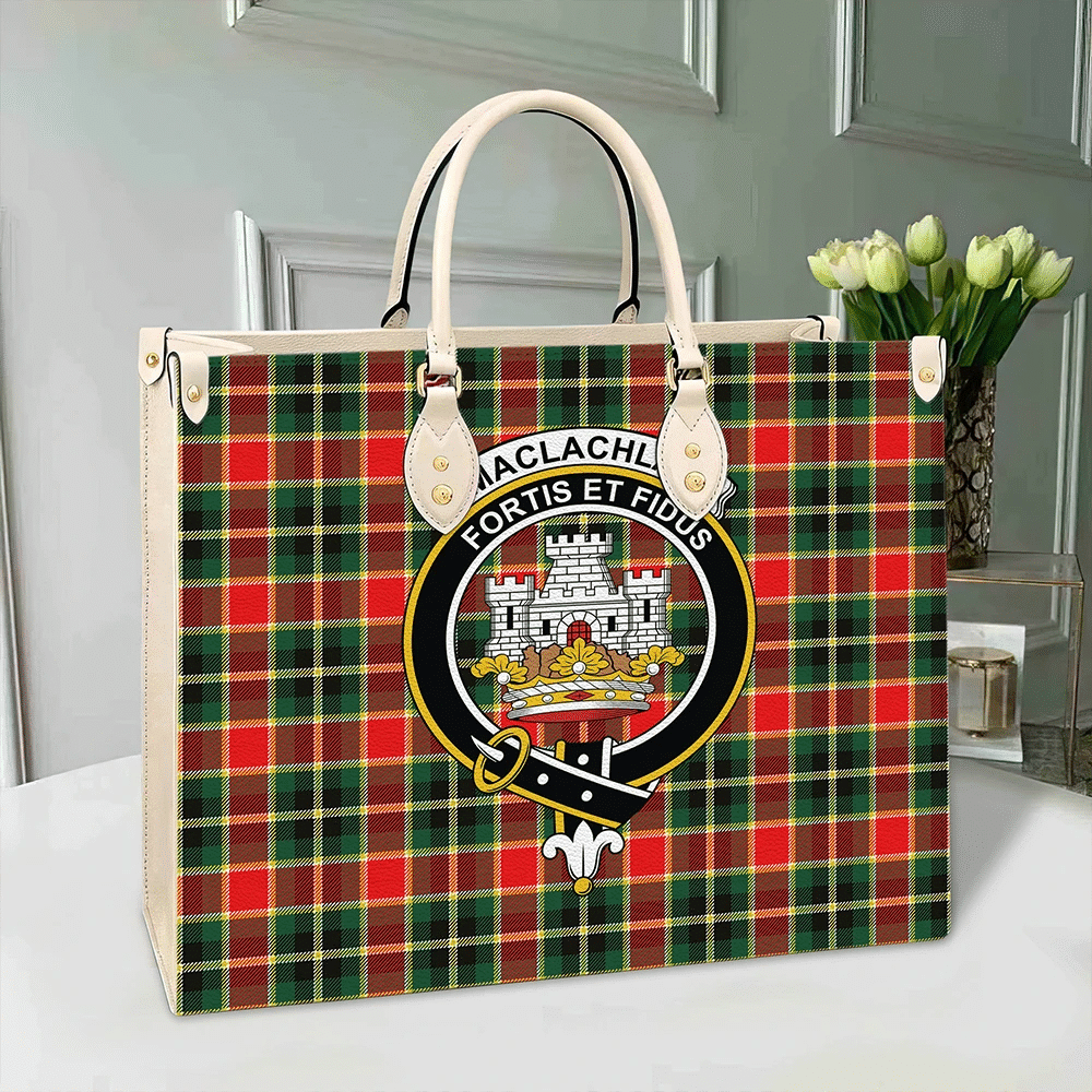 MacLachlan Hunting Modern Tartan Crest Leather Bag