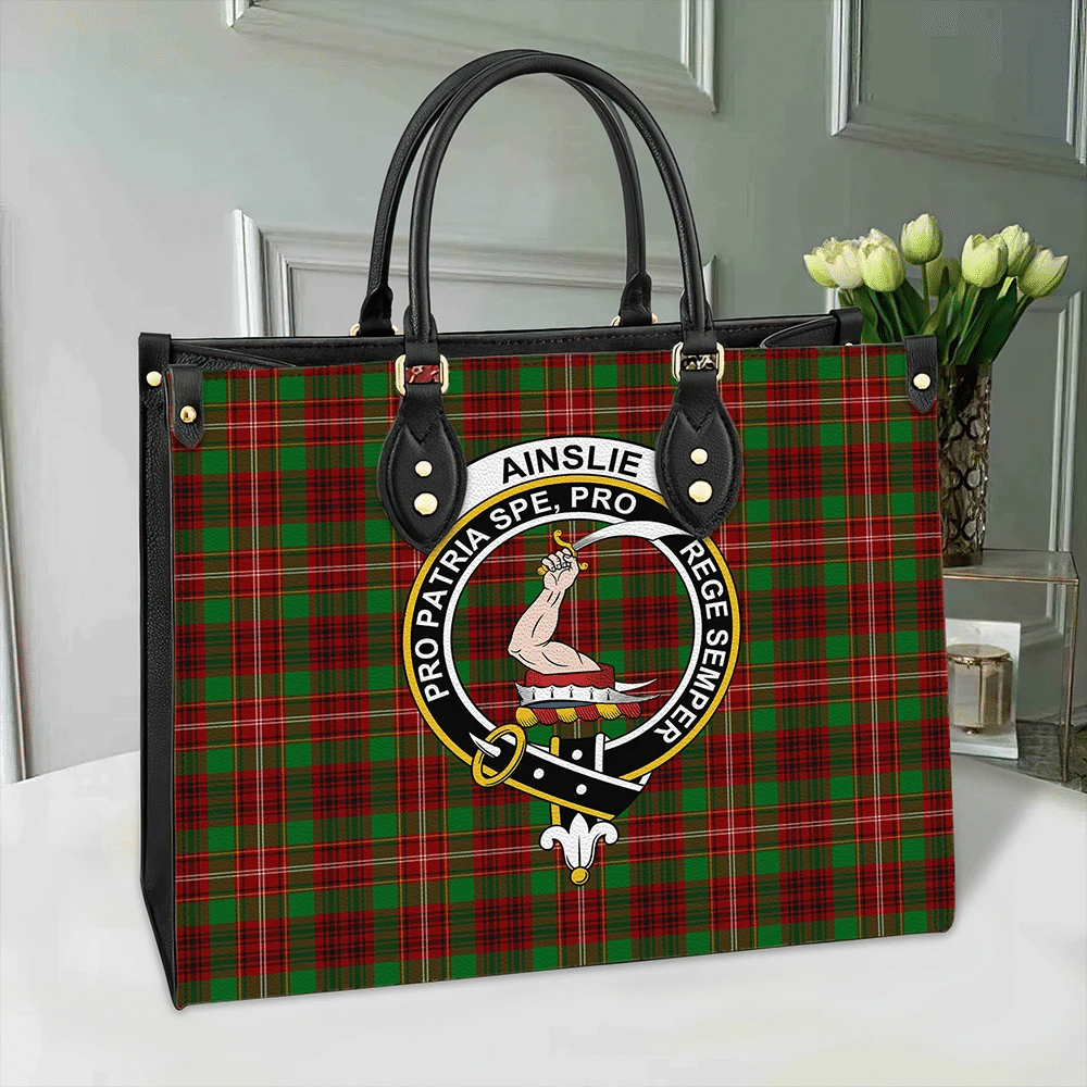 Ainslie Tartan Crest Leather Bag