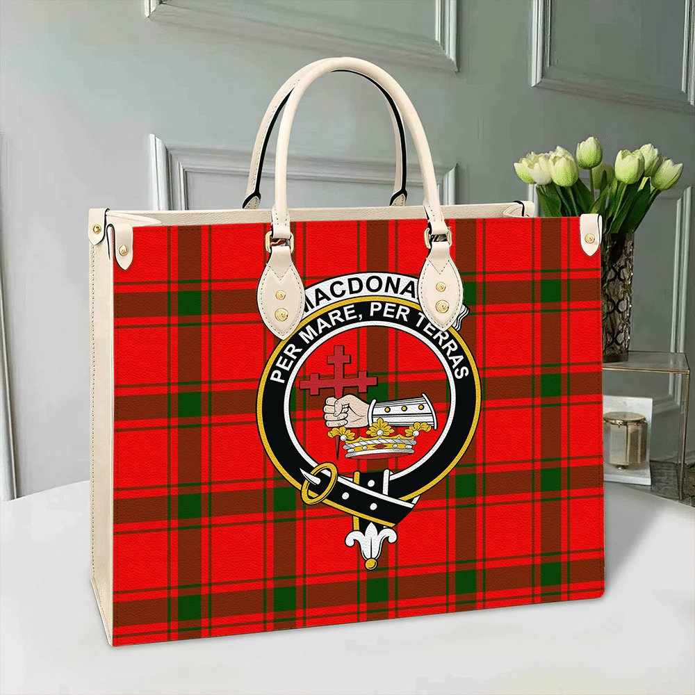 MacDonald of Sleat Tartan Crest Leather Bag