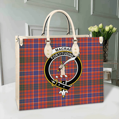 MacRae Ancient Tartan Crest Leather Bag