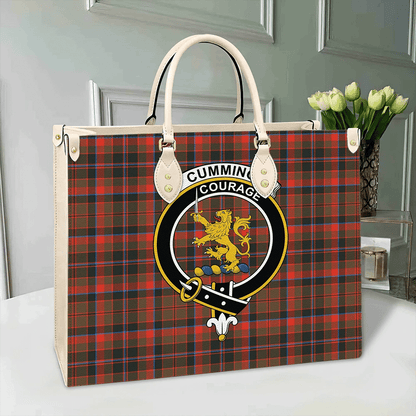 Cumming Hunting Weathered Tartan Crest Leather Bag