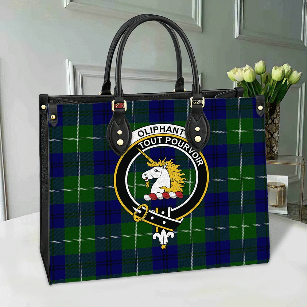 Oliphant Modern Tartan Crest Leather Bag