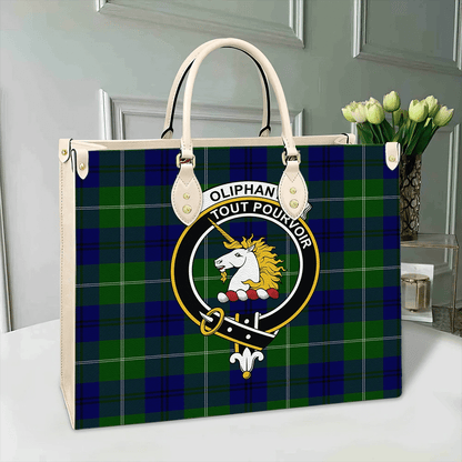 Oliphant Modern Tartan Crest Leather Bag