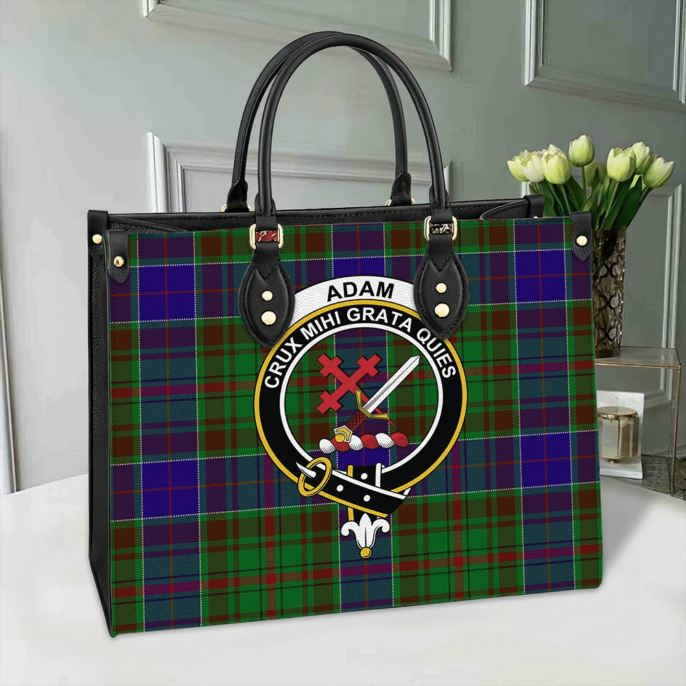 Adam Tartan Crest Leather Bag