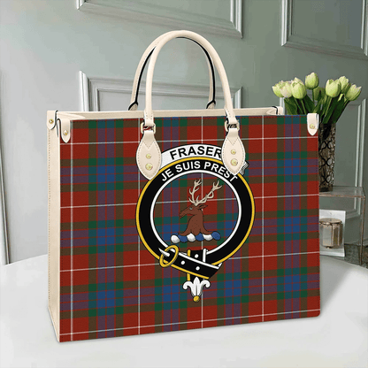 Fraser Ancient Tartan Crest Leather Bag