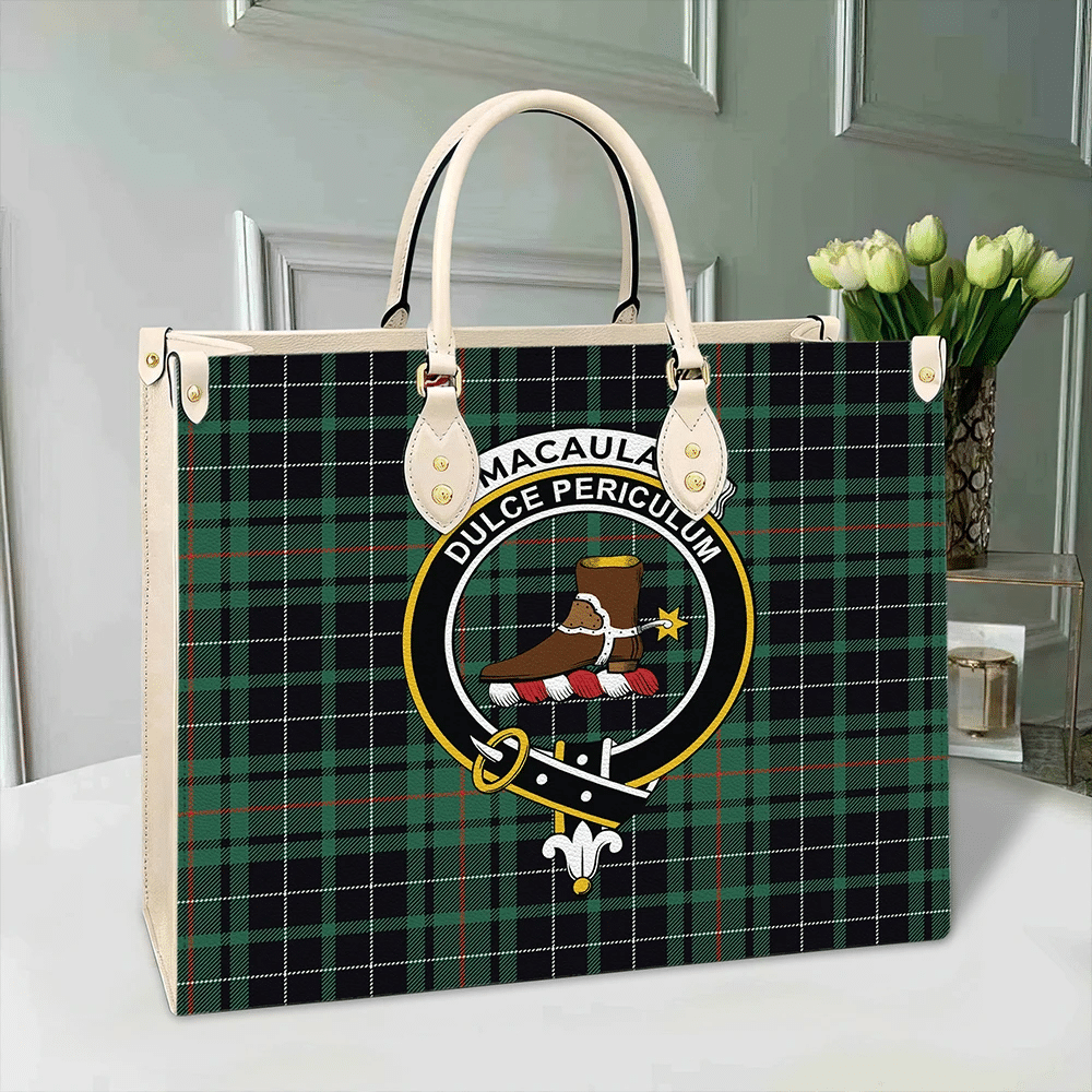 MacAulay Hunting Ancient Tartan Crest Leather Bag