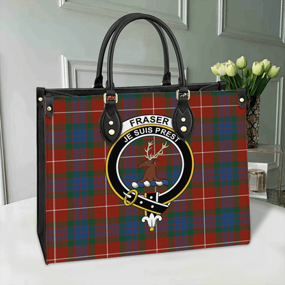 Fraser Ancient Tartan Crest Leather Bag