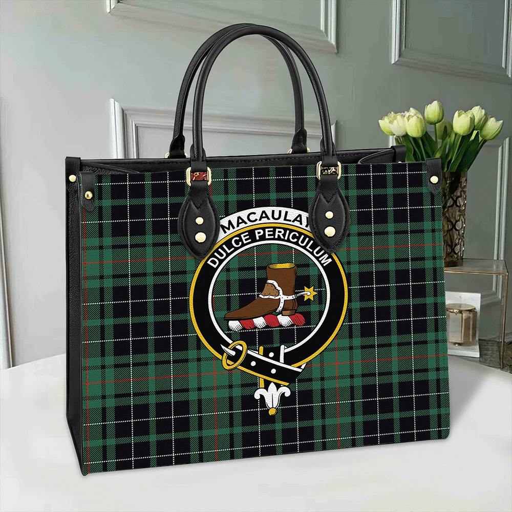 MacAulay Hunting Ancient Tartan Crest Leather Bag