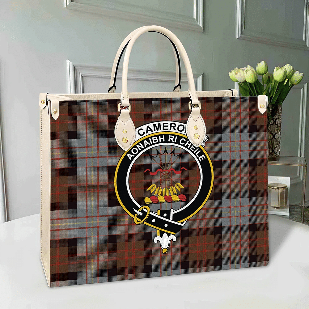 Cameron of Erracht Weathered Tartan Crest Leather Bag