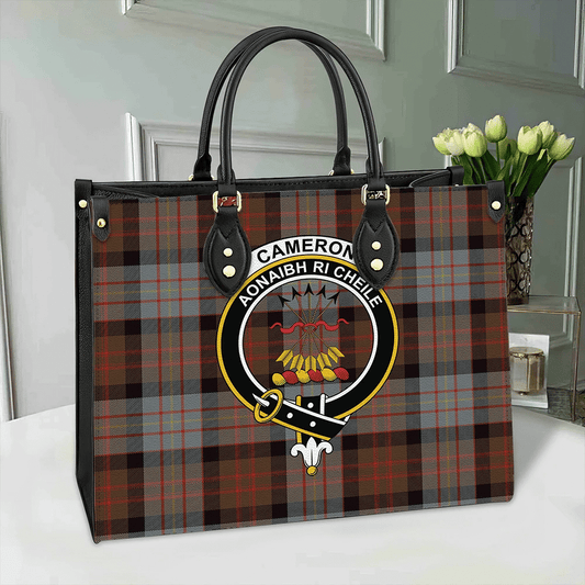 Cameron of Erracht Weathered Tartan Crest Leather Bag