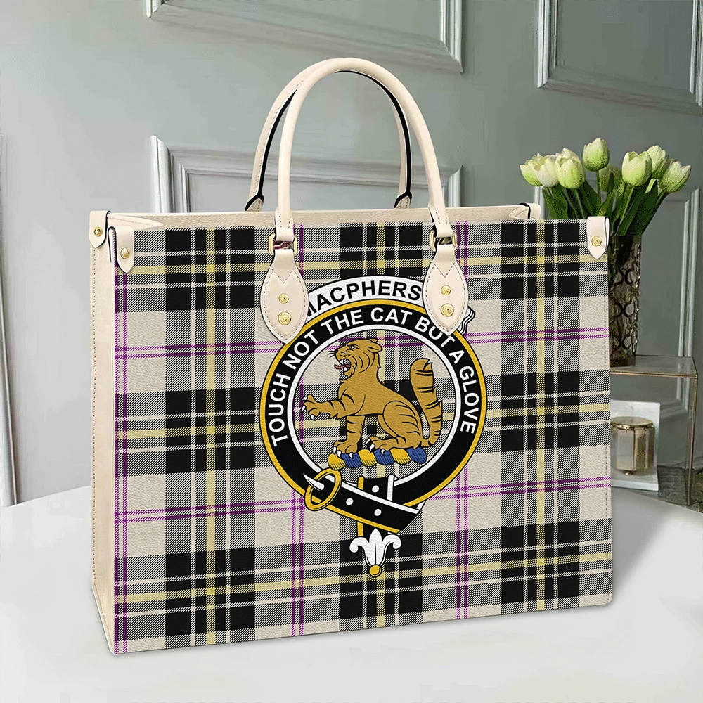 MacPherson Dress Ancient Tartan Crest Leather Bag