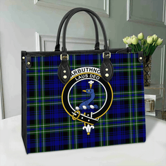 Arbuthnot Modern Tartan Crest Leather Bag