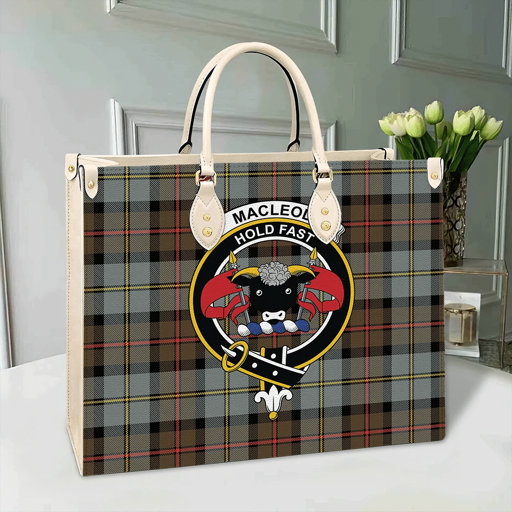 MacLeod of Harris Weathered Tartan Crest Leather Bag