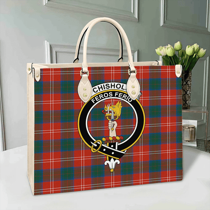 Chisholm Ancient Tartan Crest Leather Bag