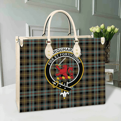 Farquharson Weathered Tartan Crest Leather Bag