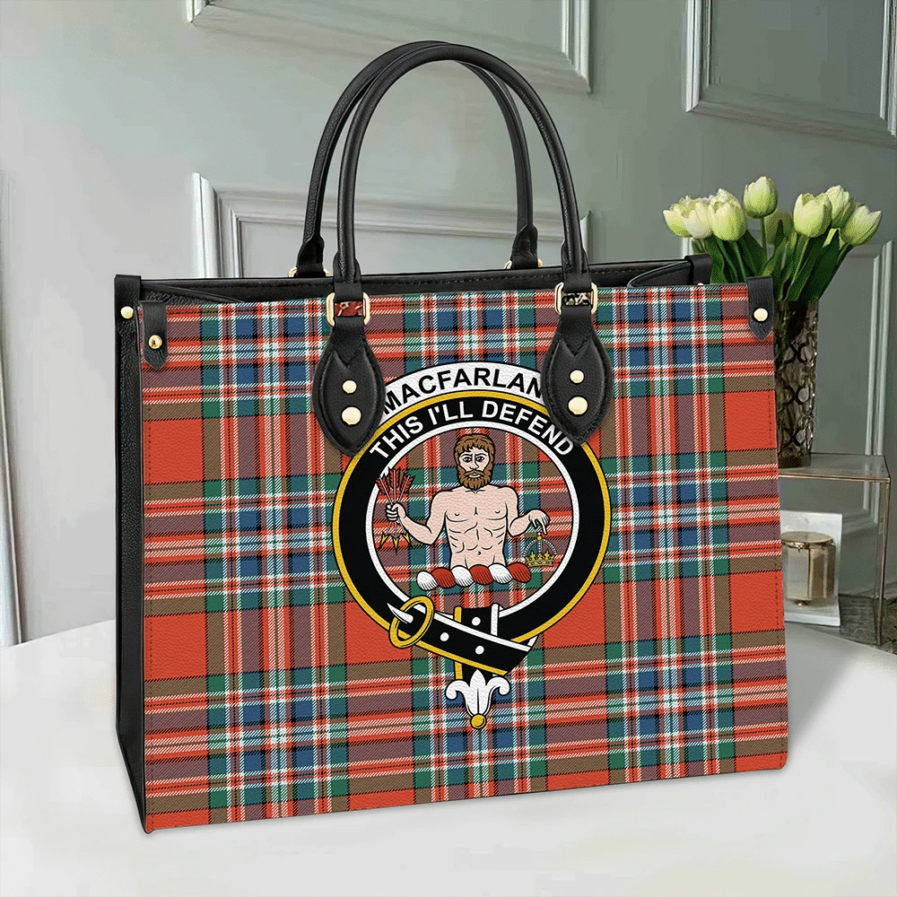 MacFarlane Ancient Tartan Crest Leather Bag