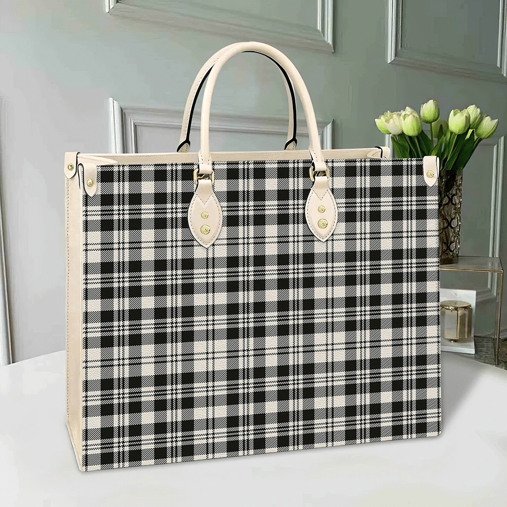 Scott Black & White Ancient Tartan Leather Bag