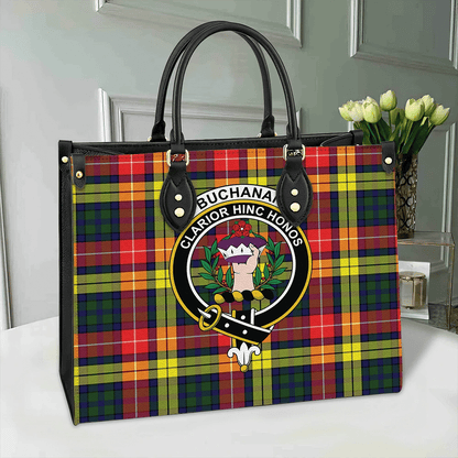 Buchanan Modern Tartan Crest Leather Bag