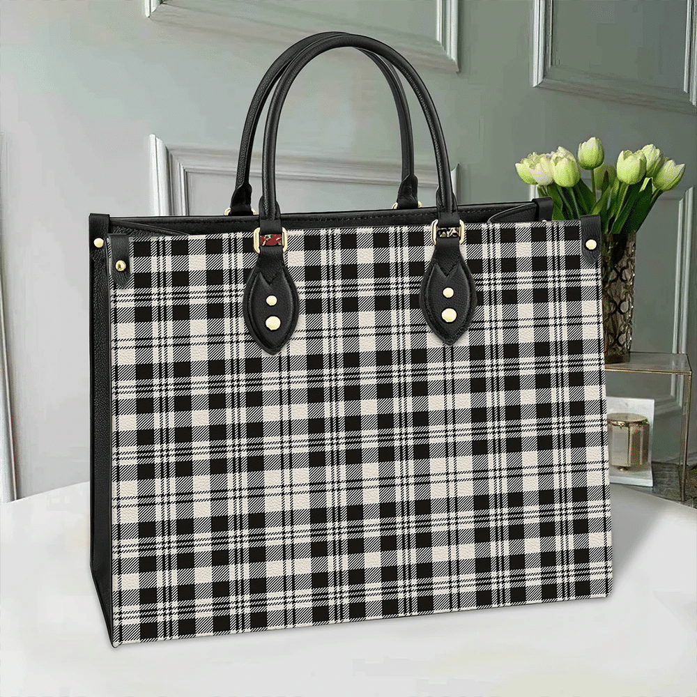 Scott Black & White Ancient Tartan Leather Bag
