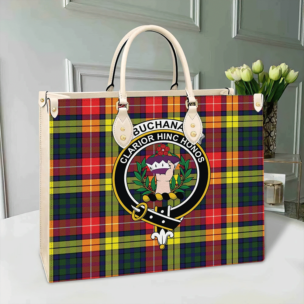 Buchanan Modern Tartan Crest Leather Bag