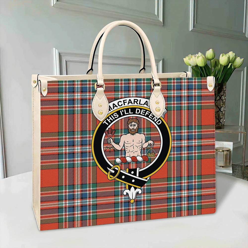 MacFarlane Ancient Tartan Crest Leather Bag