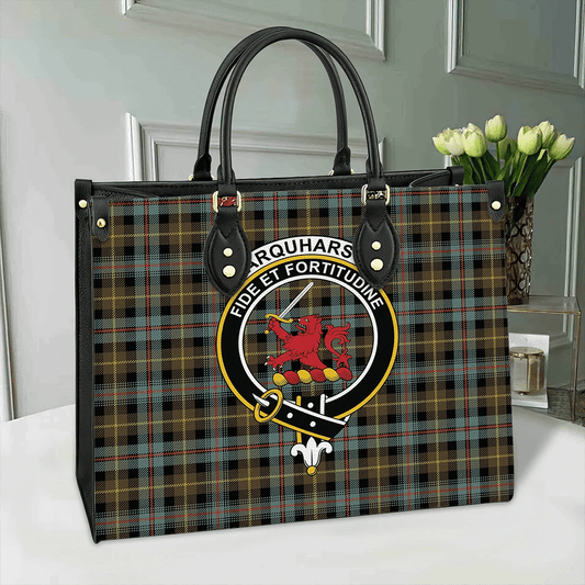 Farquharson Weathered Tartan Crest Leather Bag