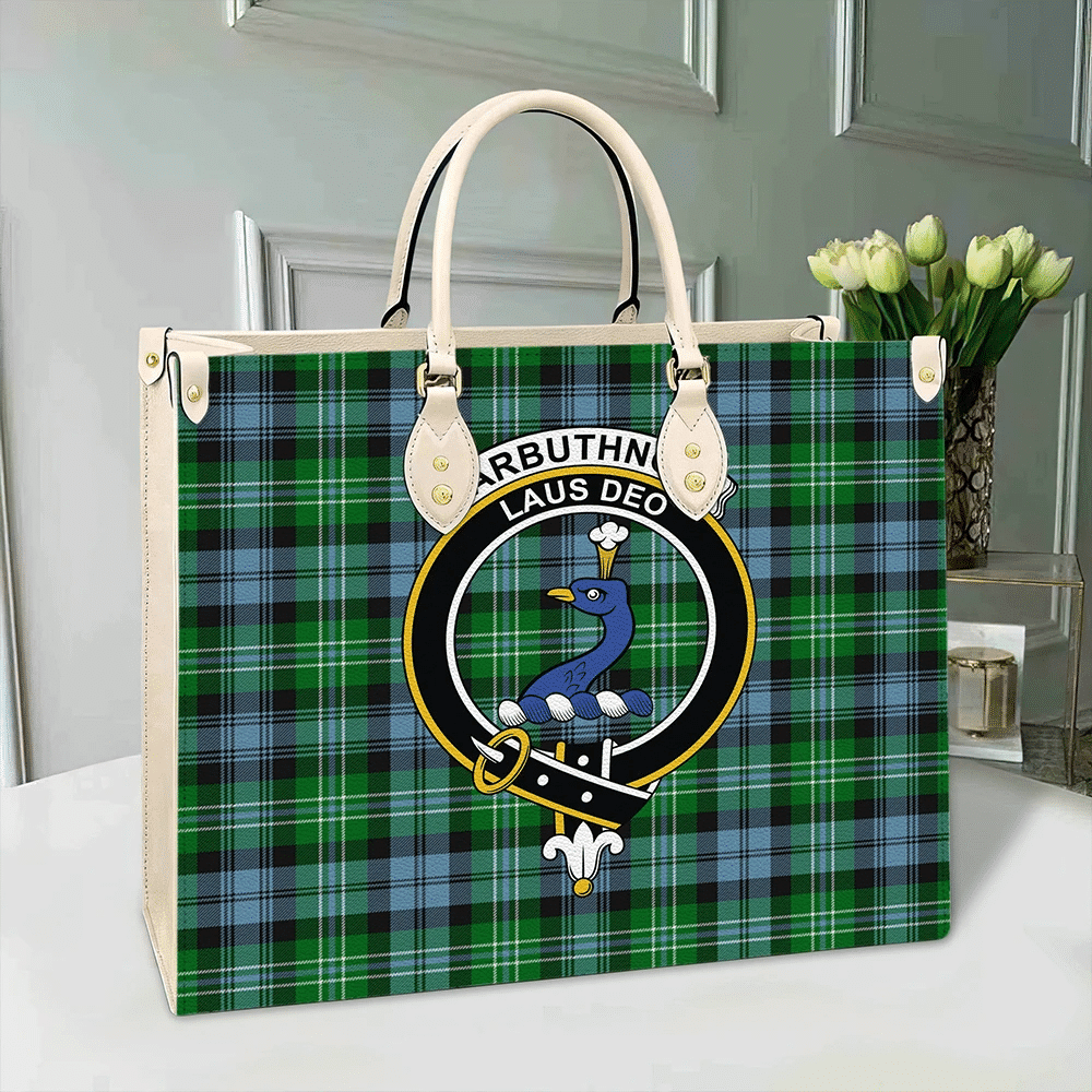 Arbuthnot Ancient Tartan Crest Leather Bag