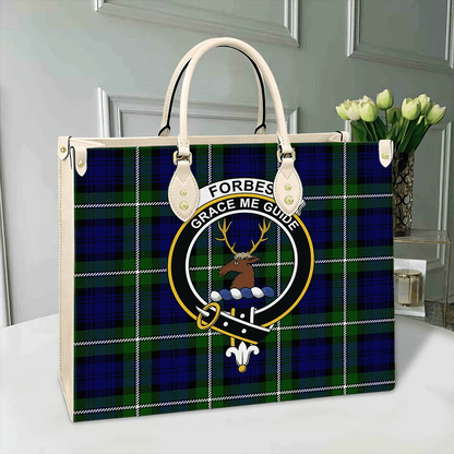 Forbes Modern Tartan Crest Leather Bag