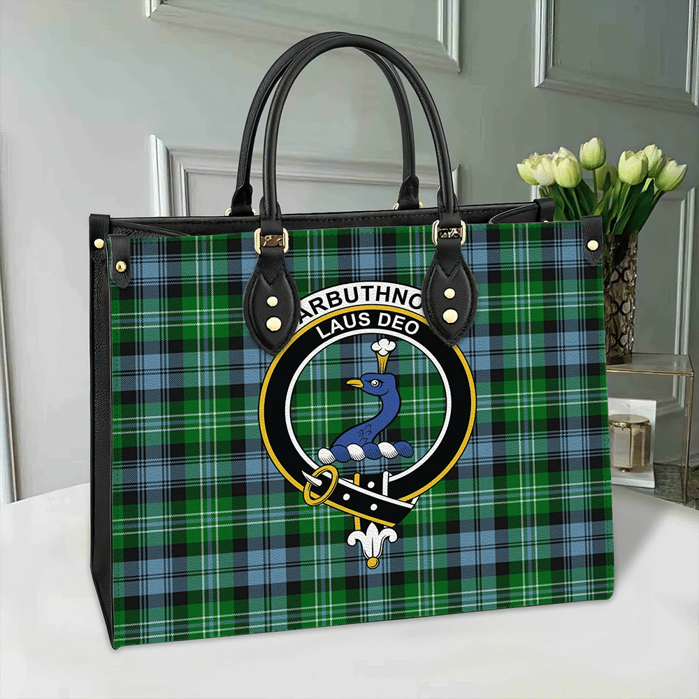 Arbuthnot Ancient Tartan Crest Leather Bag