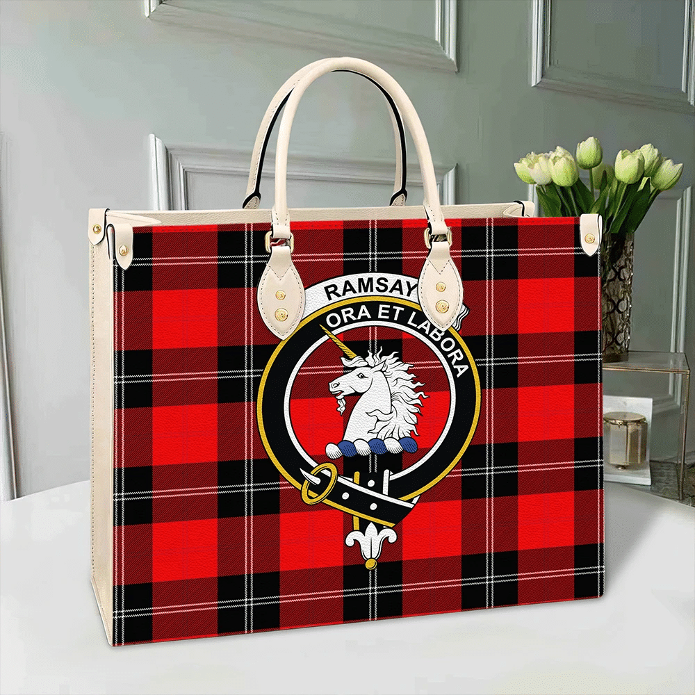 Ramsay Modern Tartan Crest Leather Bag