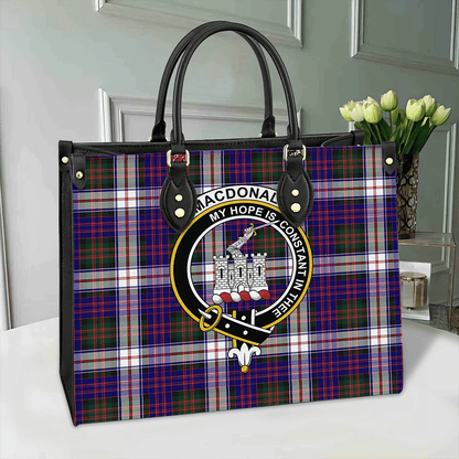 MacDonald Dress Modern Tartan Crest Leather Bag