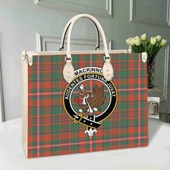 MacKinnon Ancient Tartan Crest Leather Bag