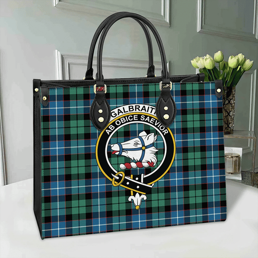 Galbraith Ancient Tartan Crest Leather Bag