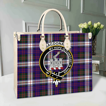 MacDonald Dress Modern Tartan Crest Leather Bag